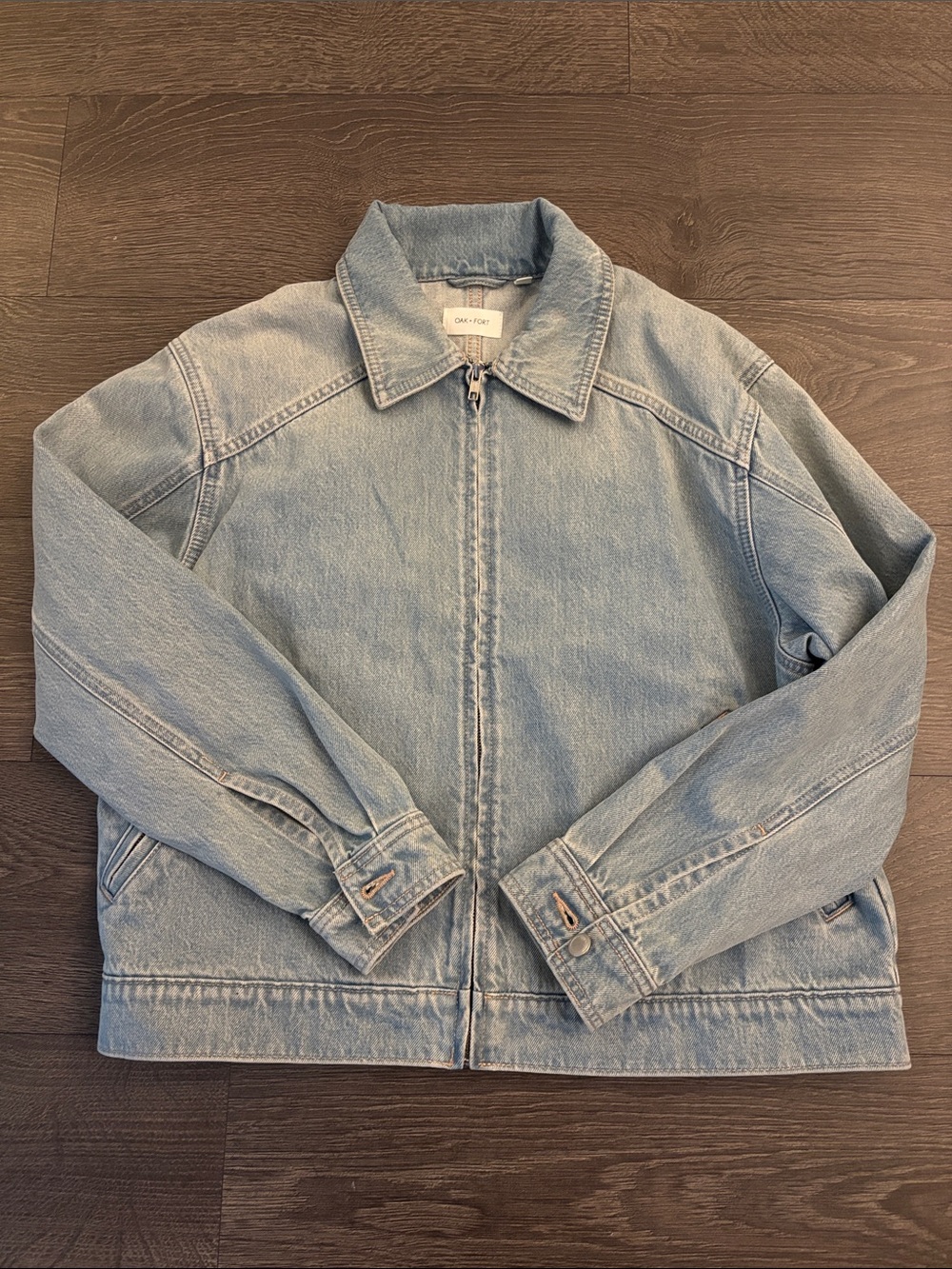 OAK + FORT Light Blue Denim Zip Jacket